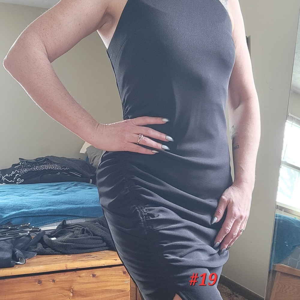 Black Asymmetrical Business Dress